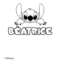 Coloraci&oacute;n del nombre B&Eacute;ATRICE - decorado Stitch