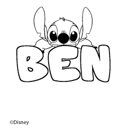 Coloraci&oacute;n del nombre BEN - decorado Stitch