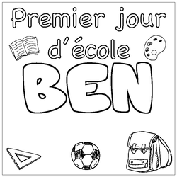 Coloraci&oacute;n del nombre BEN - decorado primer d&iacute;a de escuela