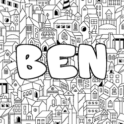 Coloraci&oacute;n del nombre BEN - decorado ciudad
