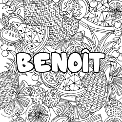 Coloraci&oacute;n del nombre BENO&Icirc;T - decorado mandala de frutas