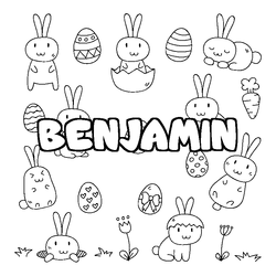 Coloraci&oacute;n del nombre BENJAMIN - decorado Pascua