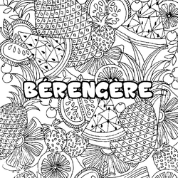 Coloraci&oacute;n del nombre B&Eacute;RENG&Egrave;RE - decorado mandala de frutas