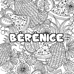Coloraci&oacute;n del nombre B&Eacute;R&Eacute;NICE - decorado mandala de frutas