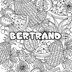 Coloraci&oacute;n del nombre BERTRAND - decorado mandala de frutas