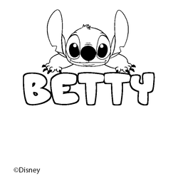 Coloraci&oacute;n del nombre BETTY - decorado Stitch