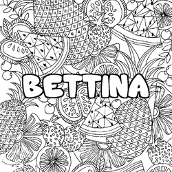 Coloraci&oacute;n del nombre BETTINA - decorado mandala de frutas