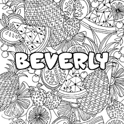 Coloraci&oacute;n del nombre BEVERLY - decorado mandala de frutas
