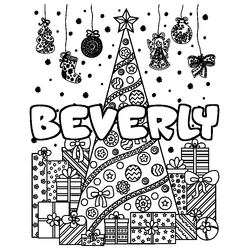 Coloraci&oacute;n del nombre BEVERLY - decorado &aacute;rbol de Navidad y regalos
