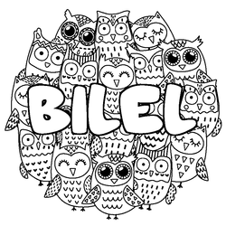 Coloraci&oacute;n del nombre BILEL - decorado b&uacute;hos
