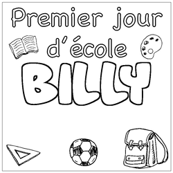 Coloraci&oacute;n del nombre BILLY - decorado primer d&iacute;a de escuela