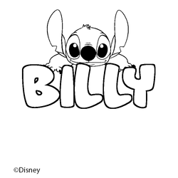 Coloraci&oacute;n del nombre BILLY - decorado Stitch