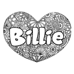Coloraci&oacute;n del nombre Billie - decorado mandala de coraz&oacute;n