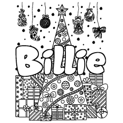 Coloraci&oacute;n del nombre Billie - decorado &aacute;rbol de Navidad y regalos