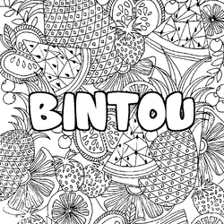 Coloraci&oacute;n del nombre BINTOU - decorado mandala de frutas