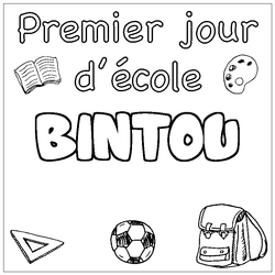 Coloraci&oacute;n del nombre BINTOU - decorado primer d&iacute;a de escuela