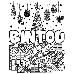 Coloraci&oacute;n del nombre BINTOU - decorado &aacute;rbol de Navidad y regalos