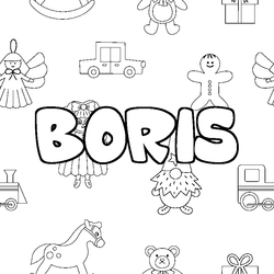 Coloraci&oacute;n del nombre BORIS - decorado juguetes