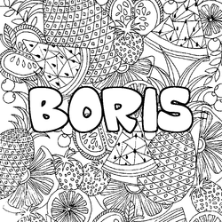 Coloraci&oacute;n del nombre BORIS - decorado mandala de frutas