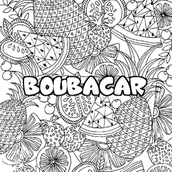 Coloraci&oacute;n del nombre BOUBACAR - decorado mandala de frutas
