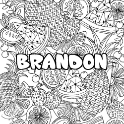 Coloraci&oacute;n del nombre BRANDON - decorado mandala de frutas