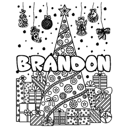 Coloraci&oacute;n del nombre BRANDON - decorado &aacute;rbol de Navidad y regalos
