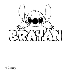Coloraci&oacute;n del nombre BRAYAN - decorado Stitch