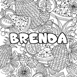 Coloraci&oacute;n del nombre BRENDA - decorado mandala de frutas