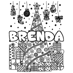 Coloraci&oacute;n del nombre BRENDA - decorado &aacute;rbol de Navidad y regalos