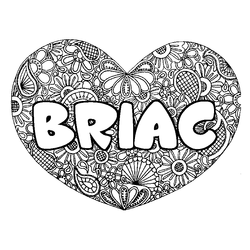 Coloraci&oacute;n del nombre BRIAC - decorado mandala de coraz&oacute;n