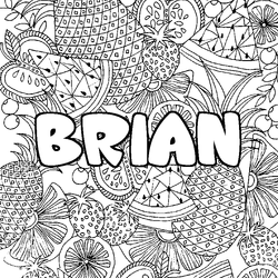 Coloraci&oacute;n del nombre BRIAN - decorado mandala de frutas