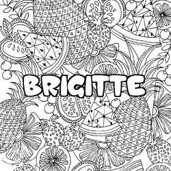 Coloraci&oacute;n del nombre BRIGITTE - decorado mandala de frutas