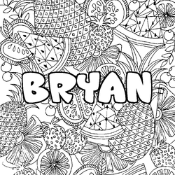Coloraci&oacute;n del nombre BRYAN - decorado mandala de frutas
