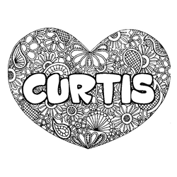 Coloraci&oacute;n del nombre CURTIS - decorado mandala de coraz&oacute;n