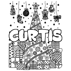 Coloraci&oacute;n del nombre CURTIS - decorado &aacute;rbol de Navidad y regalos