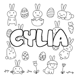 Coloraci&oacute;n del nombre CYLIA - decorado Pascua