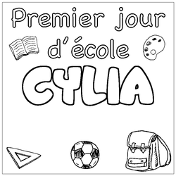 Coloraci&oacute;n del nombre CYLIA - decorado primer d&iacute;a de escuela