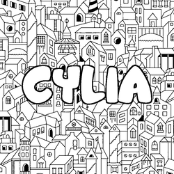 Coloraci&oacute;n del nombre CYLIA - decorado ciudad