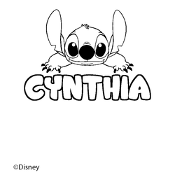 Coloraci&oacute;n del nombre CYNTHIA - decorado Stitch