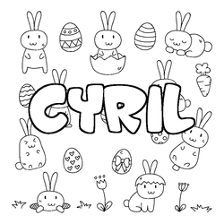 Coloraci&oacute;n del nombre CYRIL - decorado Pascua