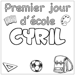 Coloraci&oacute;n del nombre CYRIL - decorado primer d&iacute;a de escuela
