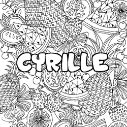 Coloraci&oacute;n del nombre CYRILLE - decorado mandala de frutas