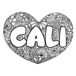 Coloraci&oacute;n del nombre CALI - decorado mandala de coraz&oacute;n