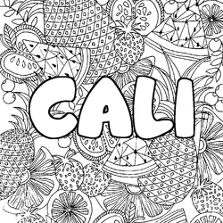 Coloraci&oacute;n del nombre CALI - decorado mandala de frutas