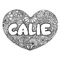 Coloraci&oacute;n del nombre CALIE - decorado mandala de coraz&oacute;n