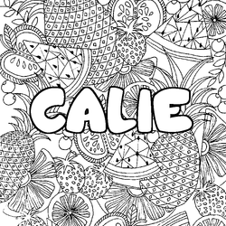 Coloraci&oacute;n del nombre CALIE - decorado mandala de frutas