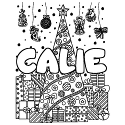 Coloraci&oacute;n del nombre CALIE - decorado &aacute;rbol de Navidad y regalos