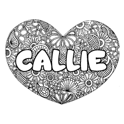 Coloraci&oacute;n del nombre CALLIE - decorado mandala de coraz&oacute;n