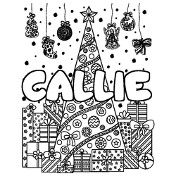 Coloraci&oacute;n del nombre CALLIE - decorado &aacute;rbol de Navidad y regalos