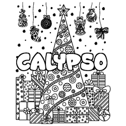 Coloraci&oacute;n del nombre CALYPSO - decorado &aacute;rbol de Navidad y regalos